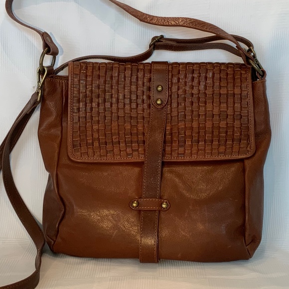 Rehard Handbags - Rehard Italy Woven Flap Cognac Leather Crossbody *or* Shoulder Bag